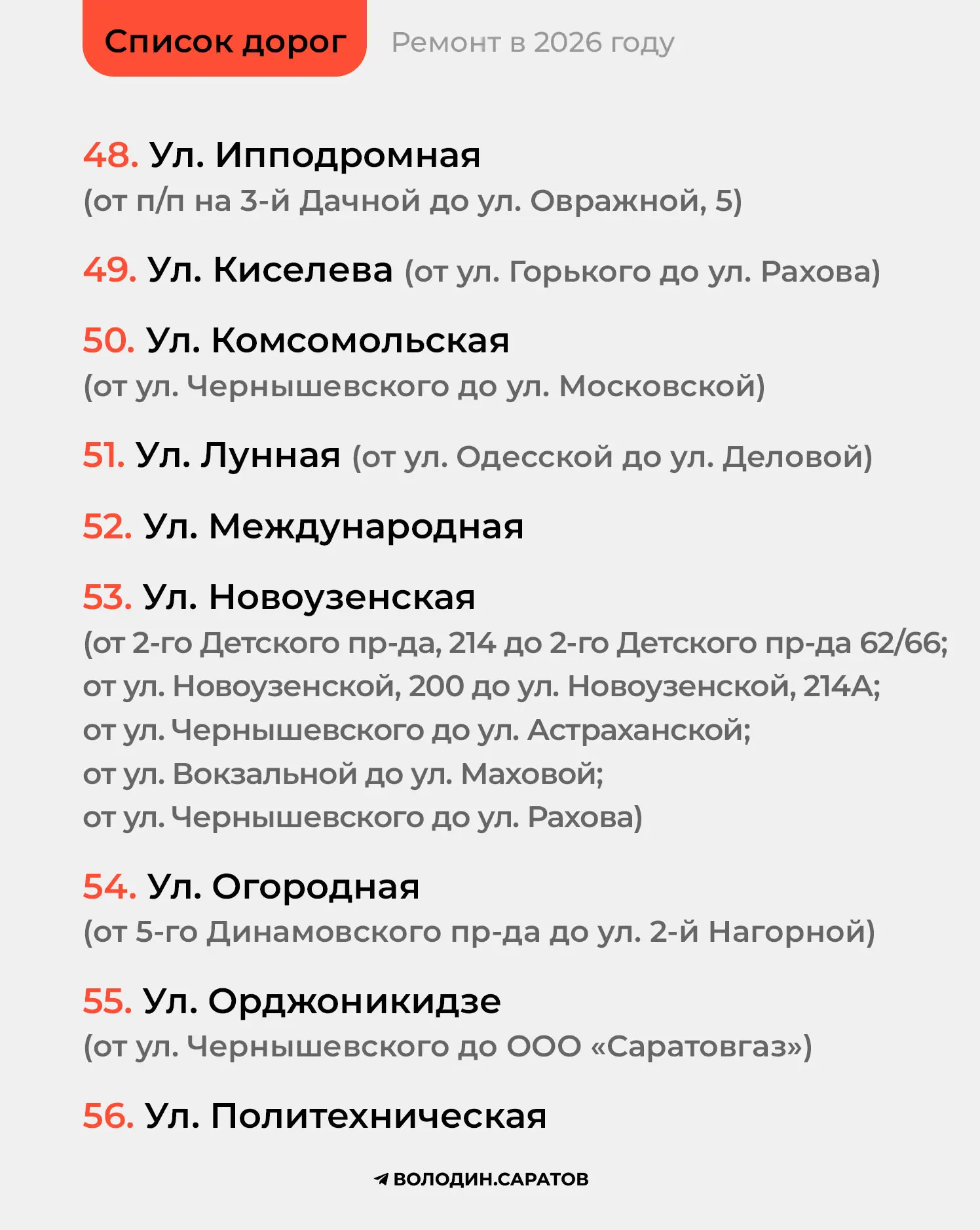 ‼️Какие ДОРОГИ САРАТОВА будут отремонтированы в этом году  Проект будет реализован в городе Саратове