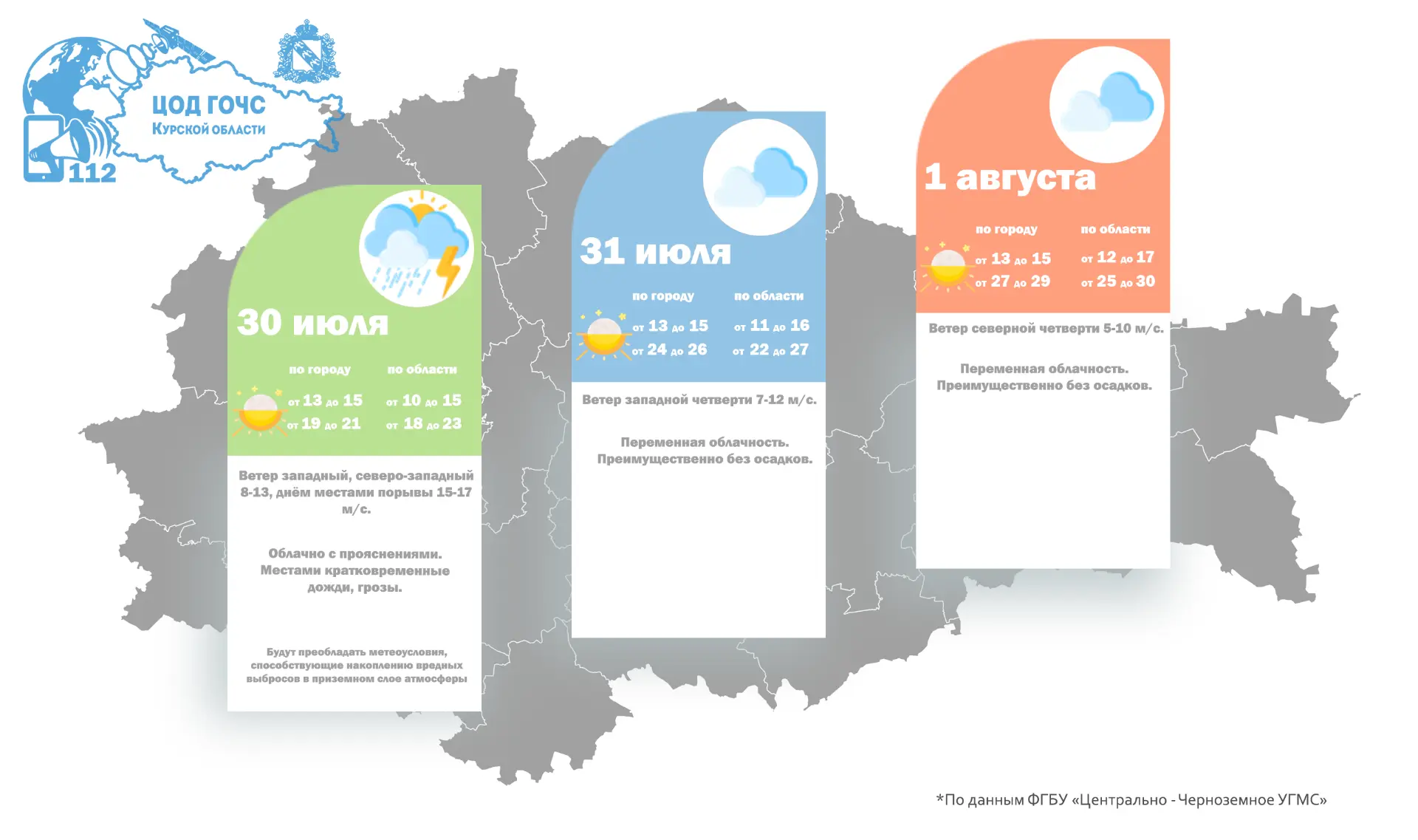 По данным ФГБУ "Центрально-Черноземное УГМС" в ближайшие дни в #Курской_области ожидается от 10 до 2