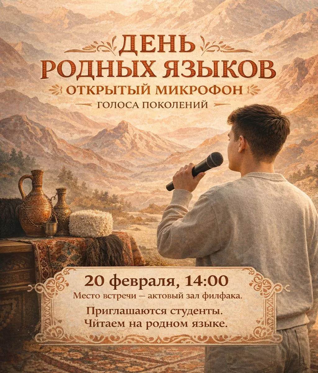 🎙Язык — это душа народа.  Услышь её 20 февраля  Сколько языков звучит в стенах филологического факул