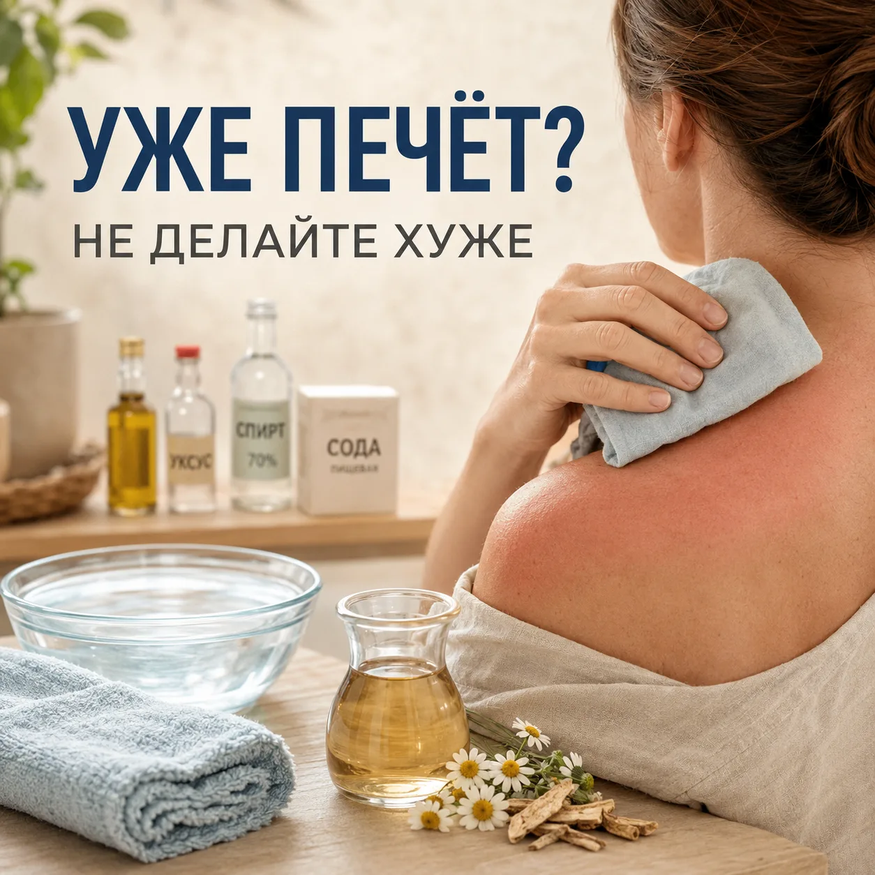 УЖЕ ПЕЧЁТ ПОСЛЕ СОЛНЦА: КАК НЕ СДЕЛАТЬ КОЖЕ ХУЖЕ
Вечером после дачи или прогулки плечи печёт, шея го