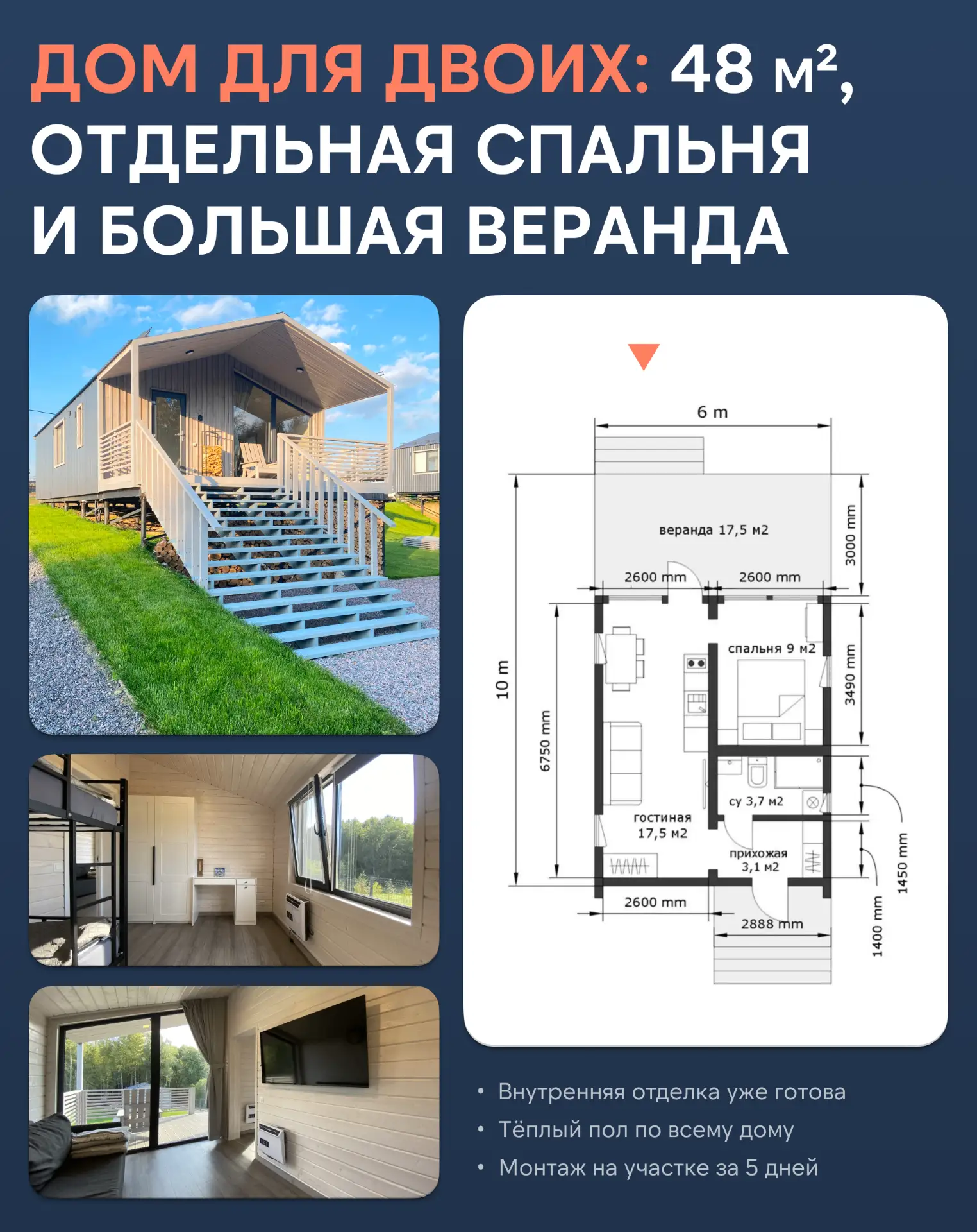 Компактный и бюджетный дом: два отдельных входа и большая веранда — соберем за 5 дней н...