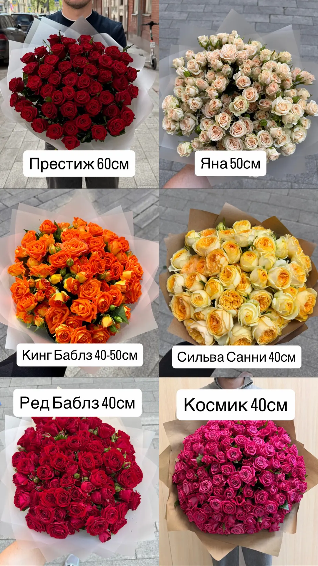 В наличии ✅

Престиж 60см 
51шт -3990₽ 📸
101шт - 6490₽ 

Яна кустовая 50см 
25шт -2990₽ 📸
51шт -59