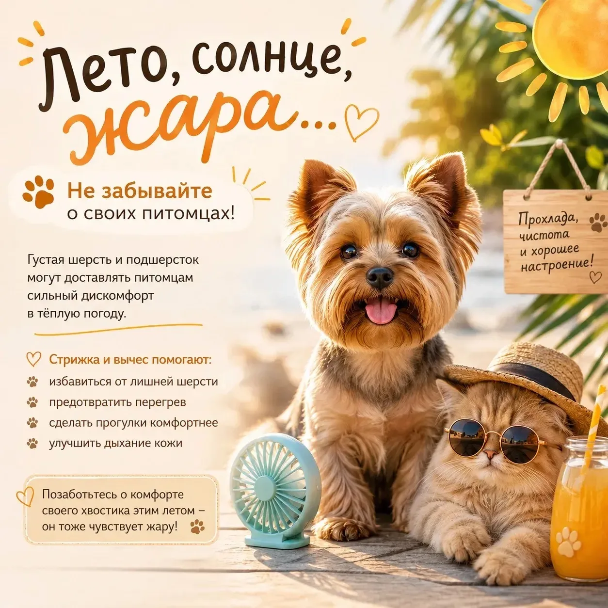 ☀️ Лето, солнце, жара… и нашим хвостикам тоже бывает очень жарко 🐾