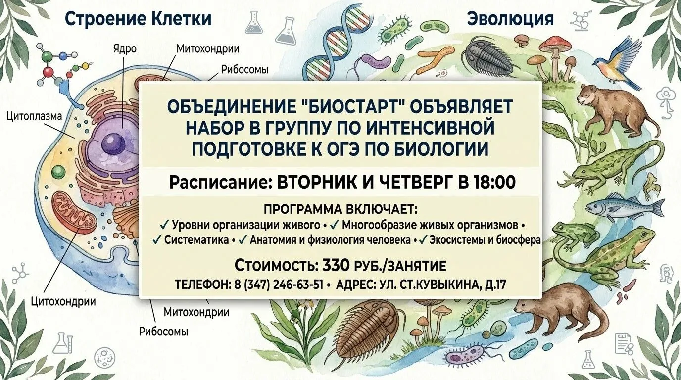 Готовься к ОГЭ по биологии на максимум вместе с «БиоСтарт»! 🧬Мечтаешь сдать экзамен на...