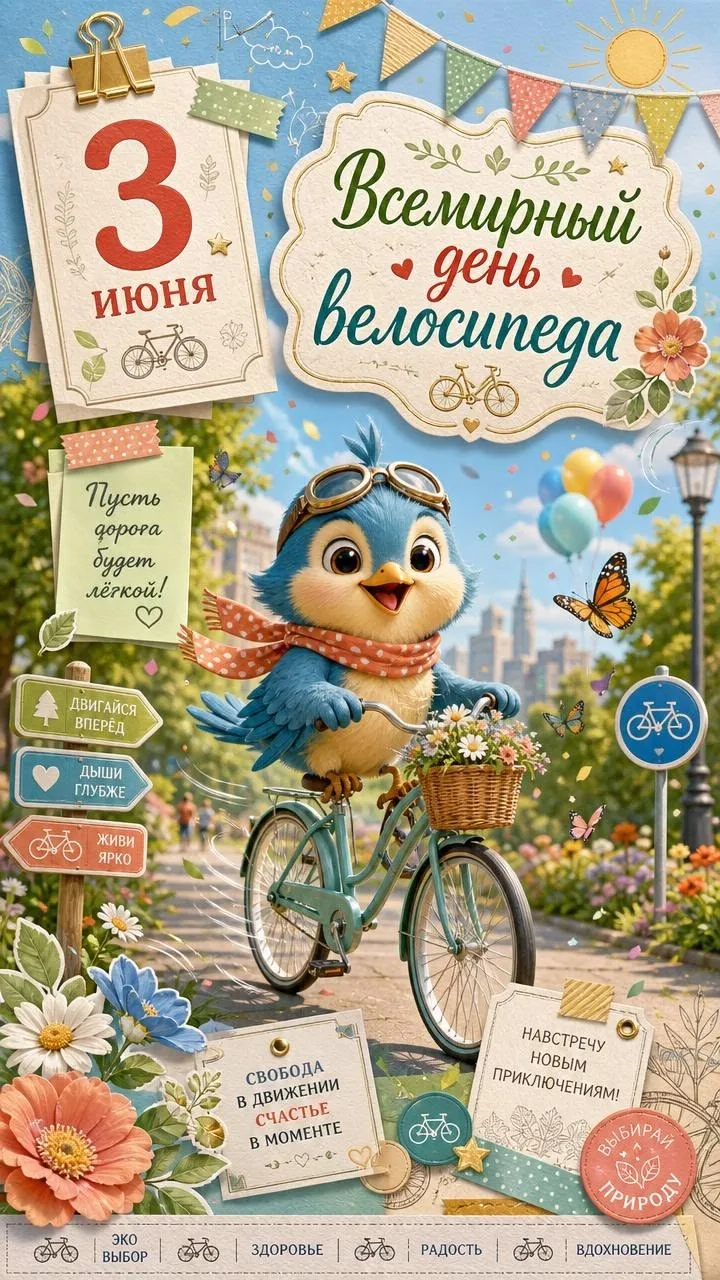 🚲 Сегодня-Международный день велосипеда!

3 июня-отличный повод взять своего двухколёсного друга и 
