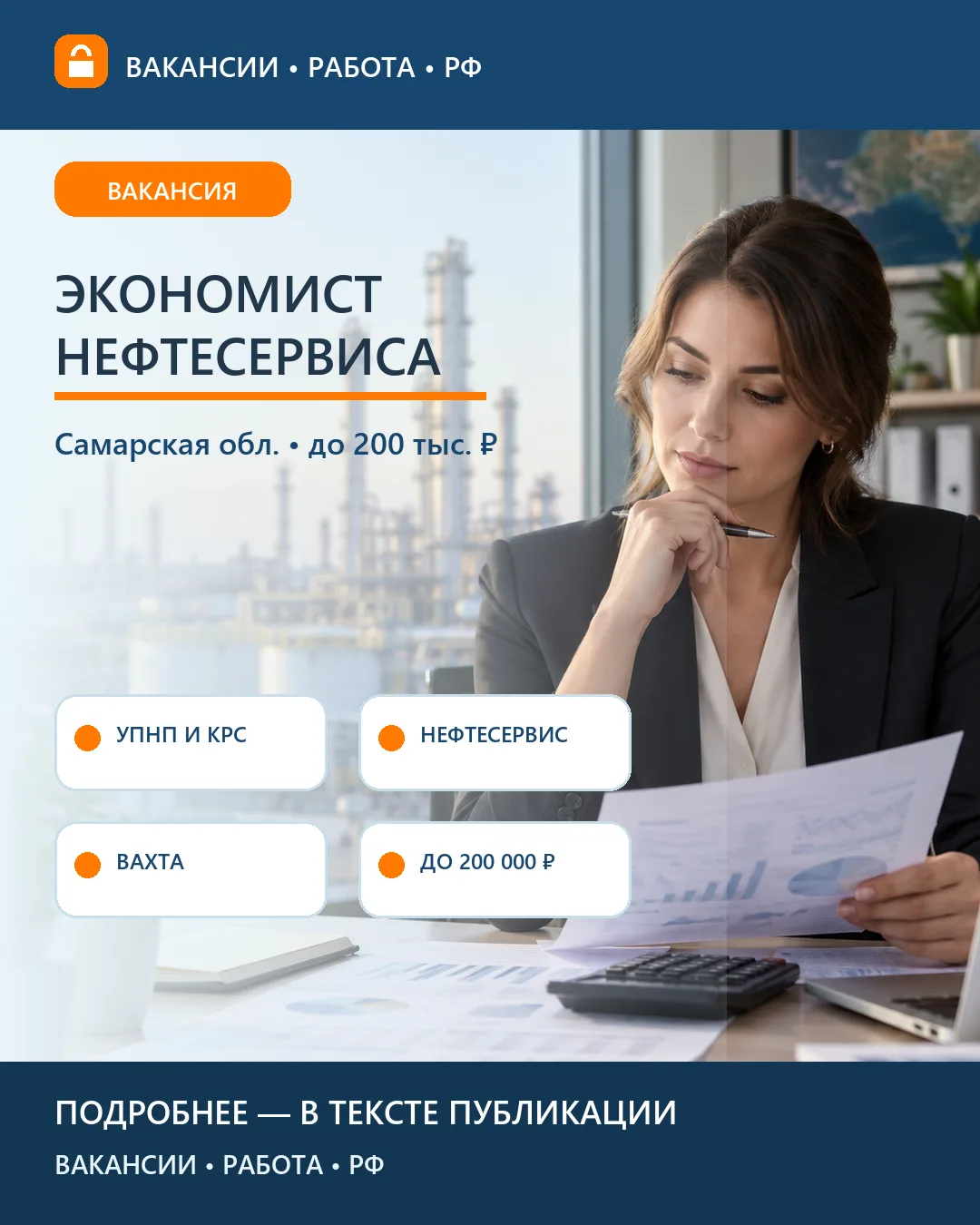 📊 Вакансия: Экономист нефтесервисного предприятия — Самарская область