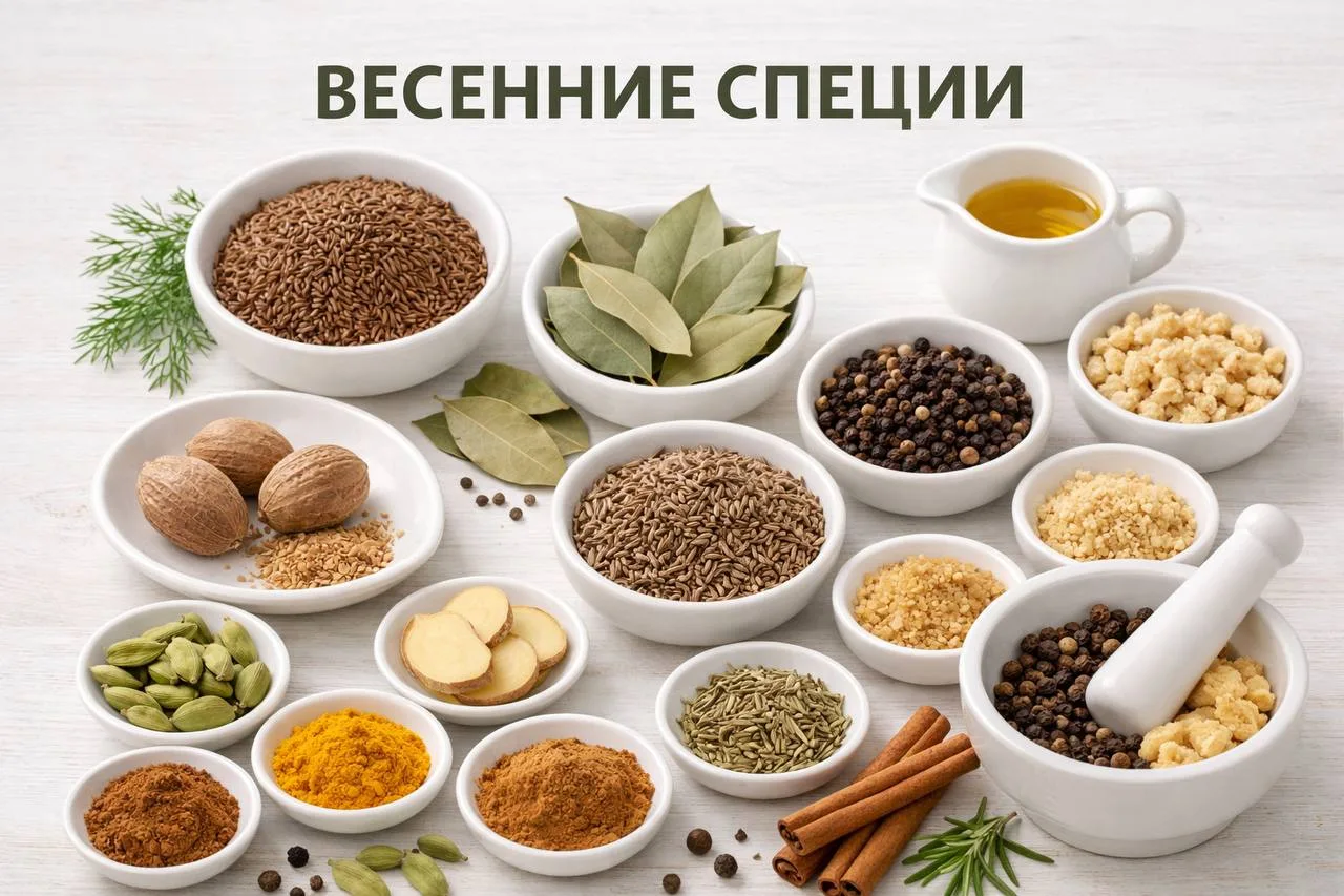 Специи для ЖКТ  Весной, когда важно вывести накопившийся за зиму избыток доша Капха и поддержать раб