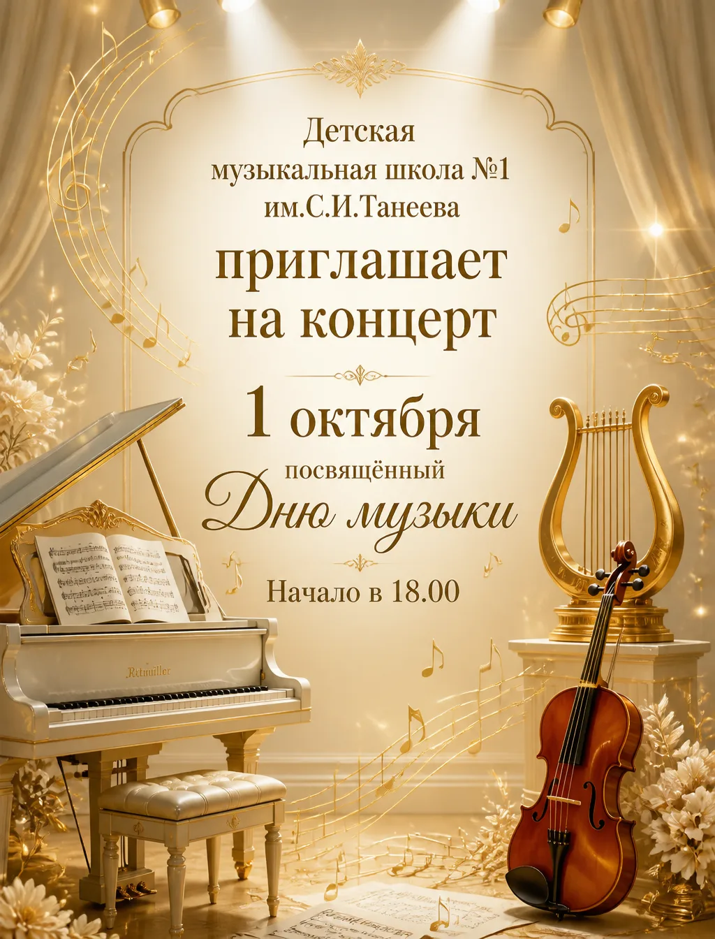 🎉 Концерт ко Дню музыки в Детской музыкальной школе №1 им. С. И. Танеева! 🎉