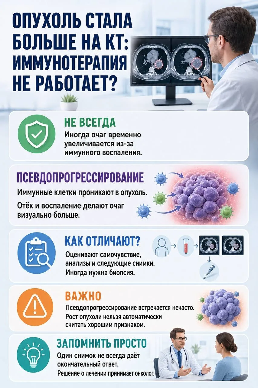 📈 ОПУХОЛЬ СТАЛА БОЛЬШЕ НА КТ: ИММУНОТЕРАПИЯ НЕ РАБОТАЕТ?