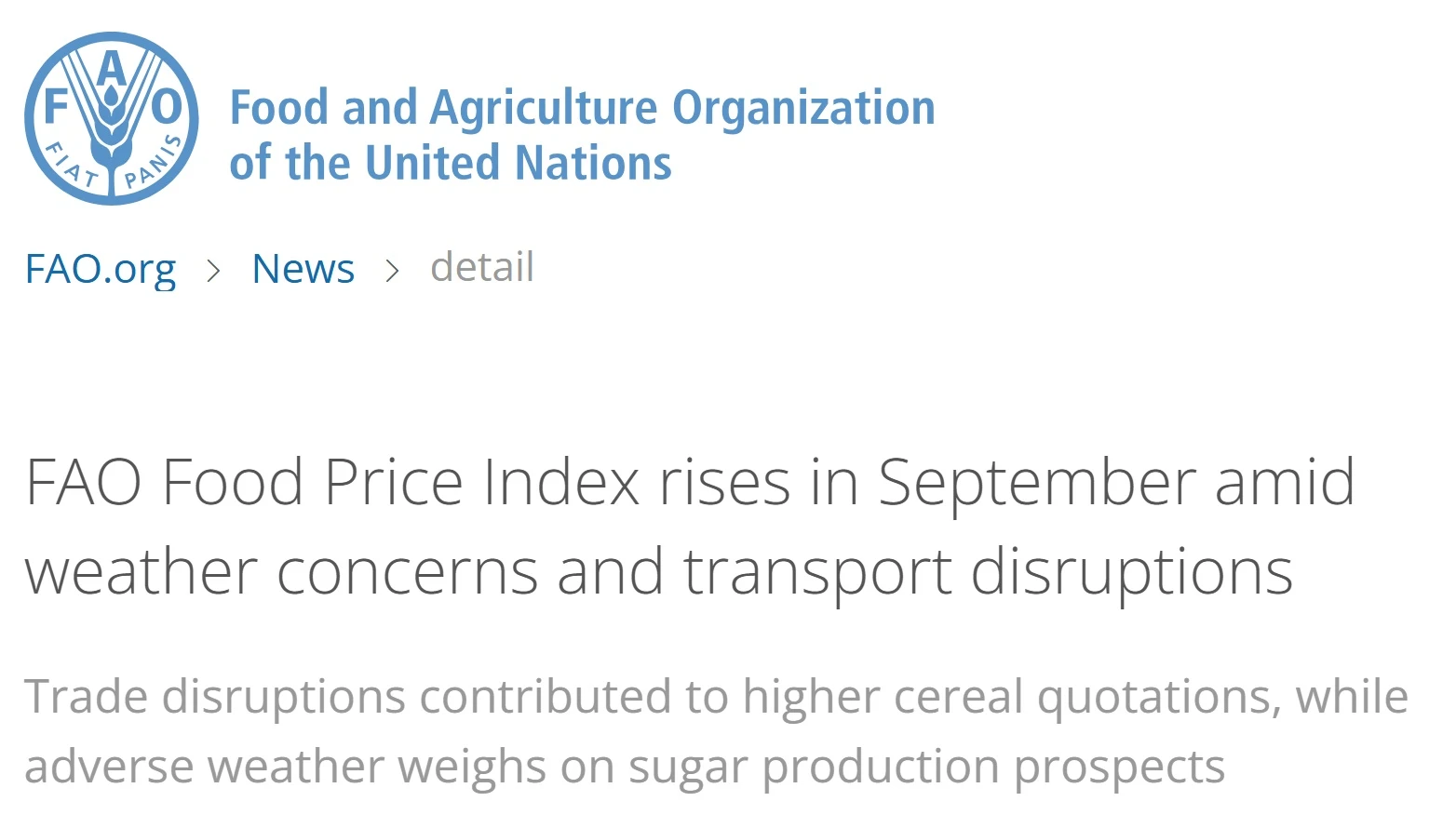🌏5,8% — рост мировых цен на продовольствие, — FAO