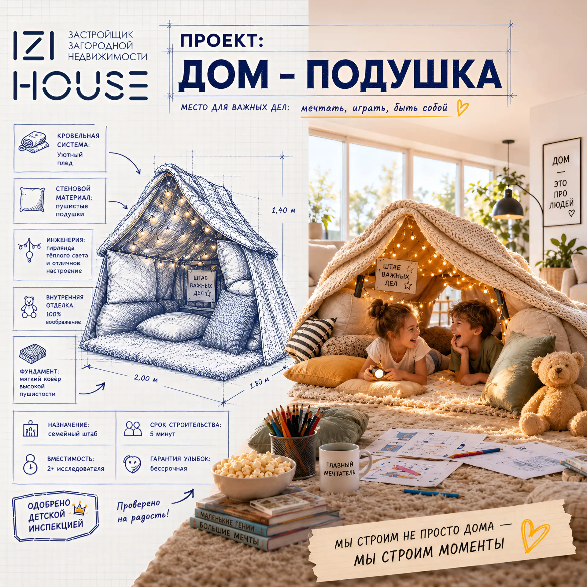 ❗️СРОЧНО: IZI HOUSE представляет новый секретный проект — «Дом-подушка»!