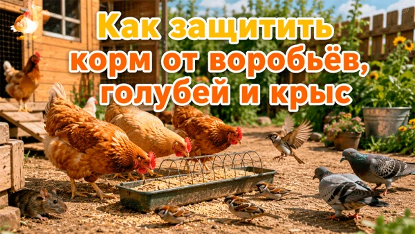 Как защитить куриный корм от воробьёв, голубей и крыс – чтобы ели куры, а не вся районн...