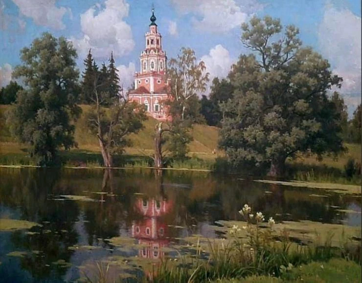 «Церковь в селе Уборы», 1982.
Оргалит, масло, 60 х 80 см

— Щербаков Борис Валентинович,
(1916–1995)