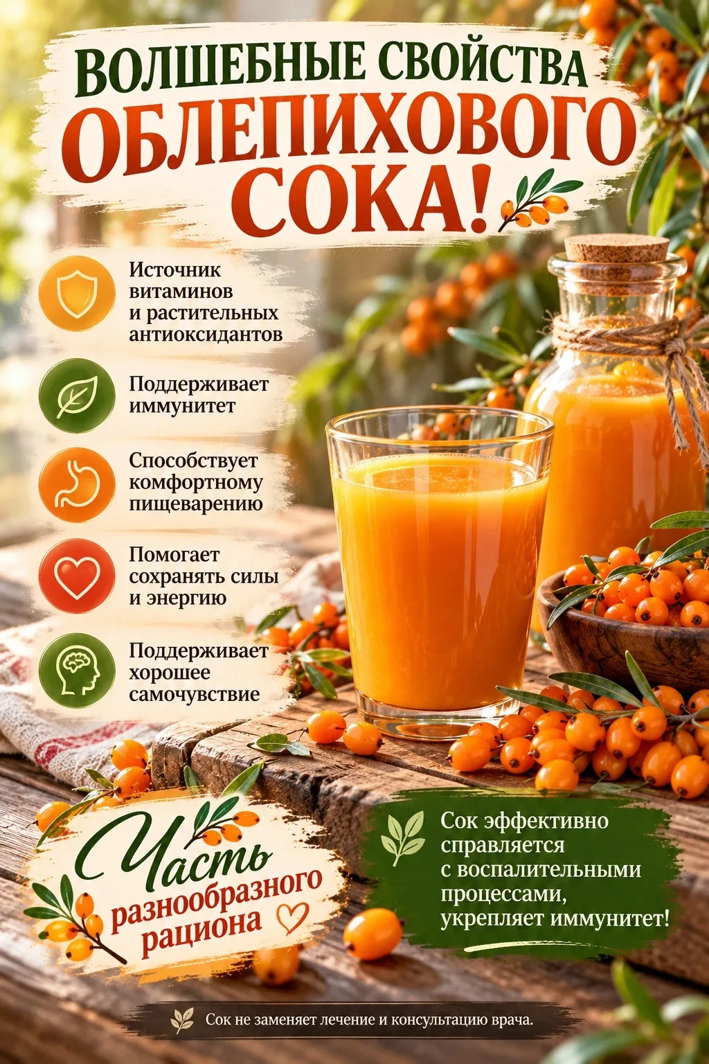 Волшебные свойства облепихового сока!🧃