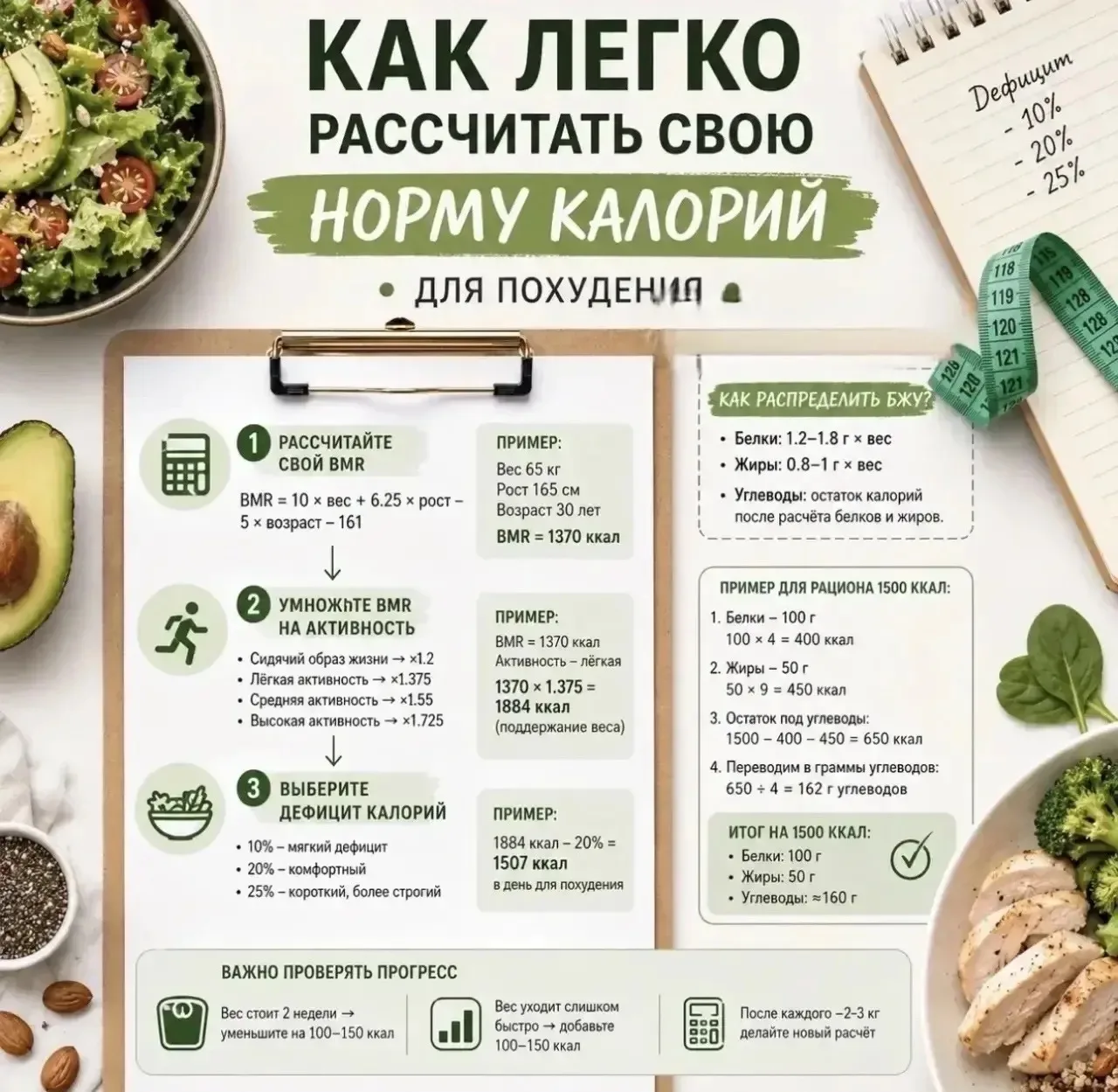 Научимся с вами легко рассчитать свою норму калорий для похудения