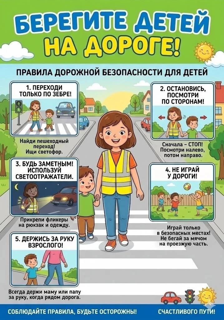 Уважаемые родители. Напоминаем Вам правила дорожной безопасности для детей.