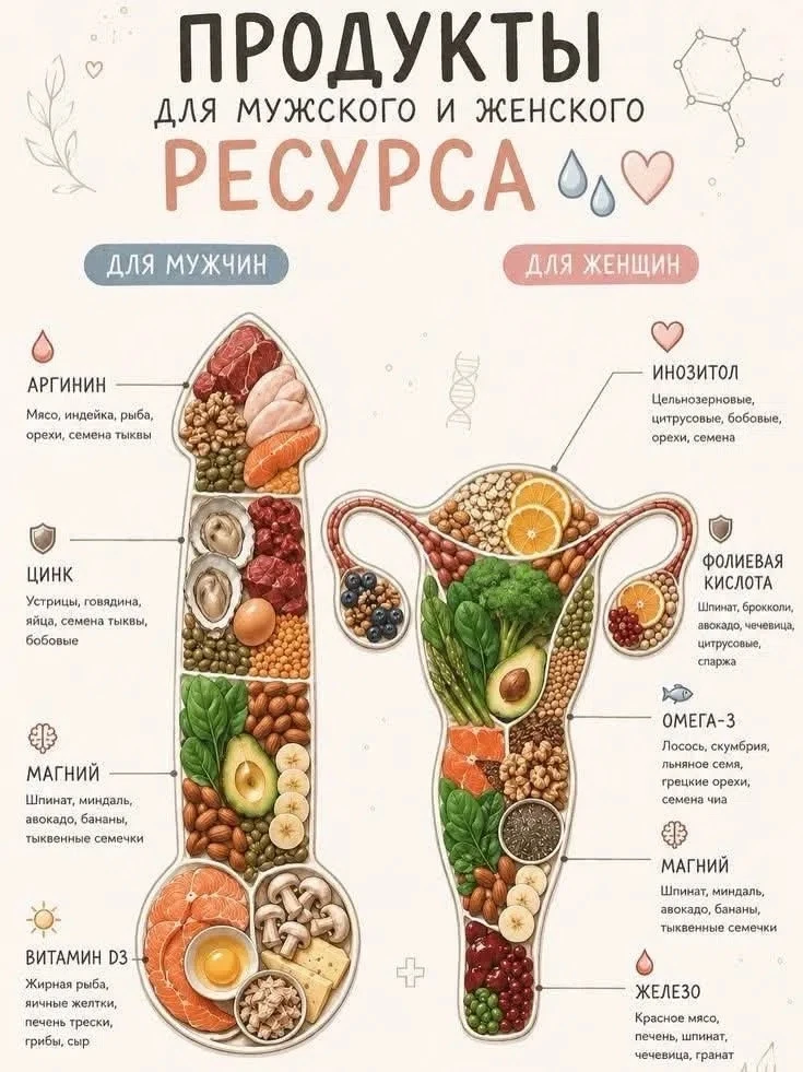**МУЖСКАЯ СИЛА И ЖЕНСКАЯ КРАСОТА. ОДНИ И ТЕ ЖЕ ПРОДУКТЫ РАБОТАЮТ ПО-РАЗНОМУ**