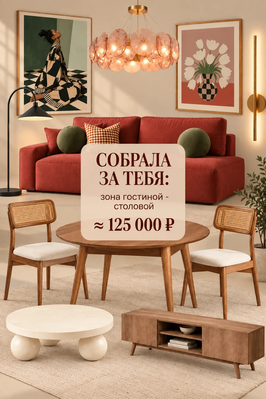 🏡Собрала за тебя: зона гостиной — столовой за ~125 000 ₽