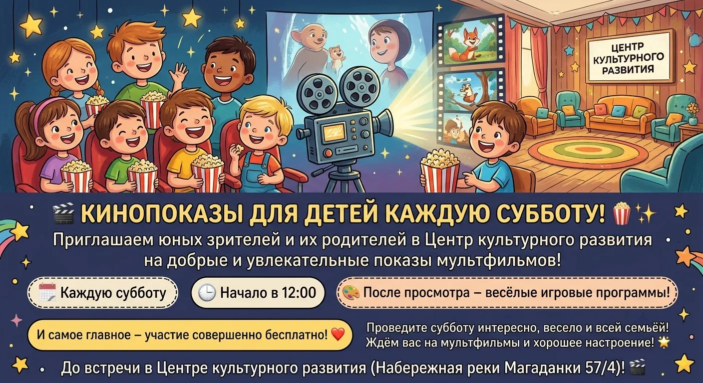 🎬 Кинопоказы для детей каждую субботу! 🍿✨