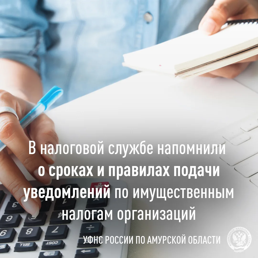 В налоговой службе напомнили о сроках и правилах подачи уведомлений по имущественным налогам организ