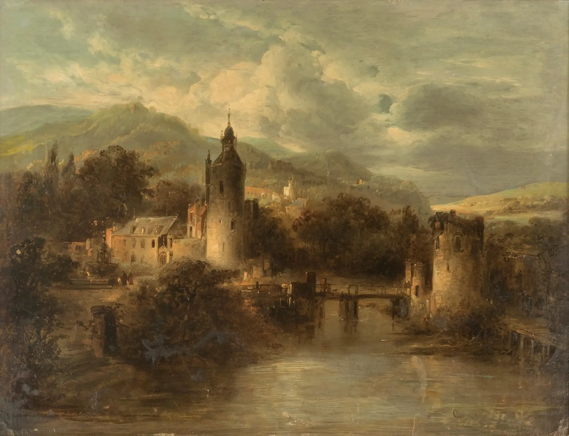 "Романтический речной пейзаж" (Romantische Flusslandschaft) 

Георг Гиллис Ханен (George Gillis Haan