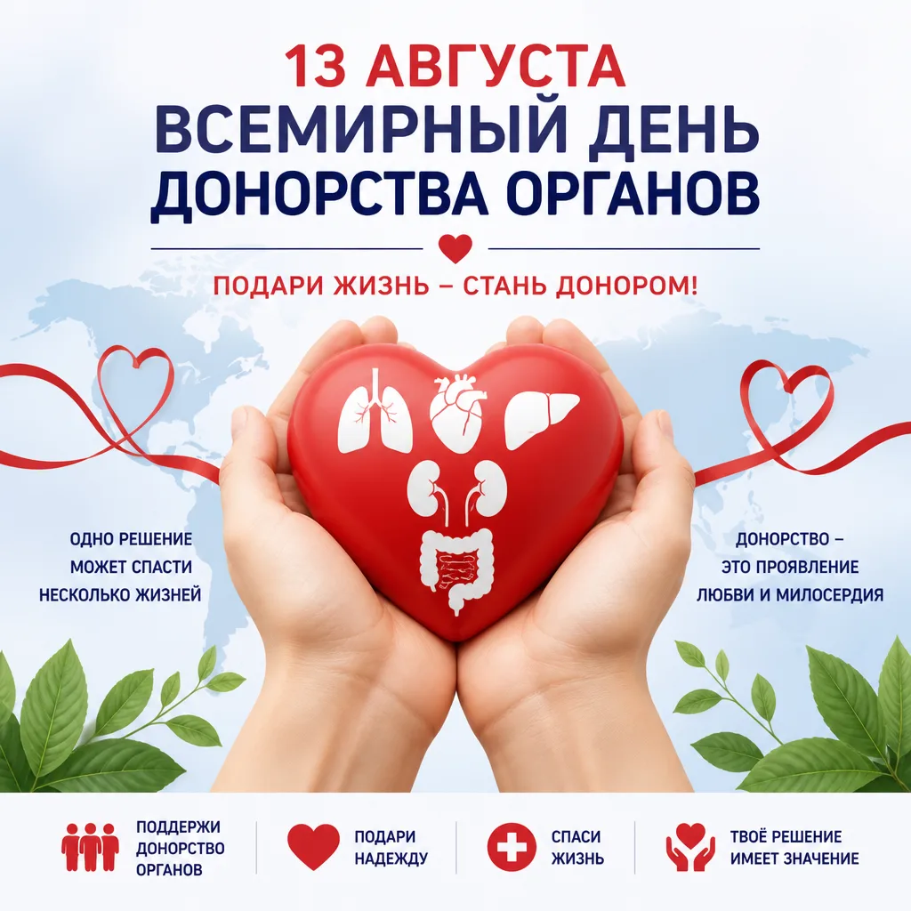 🌎13 АВГУСТА - ВСЕМИРНЫЙ ДЕНЬ ДОНОРСТВА ОРГАНОВ🌍