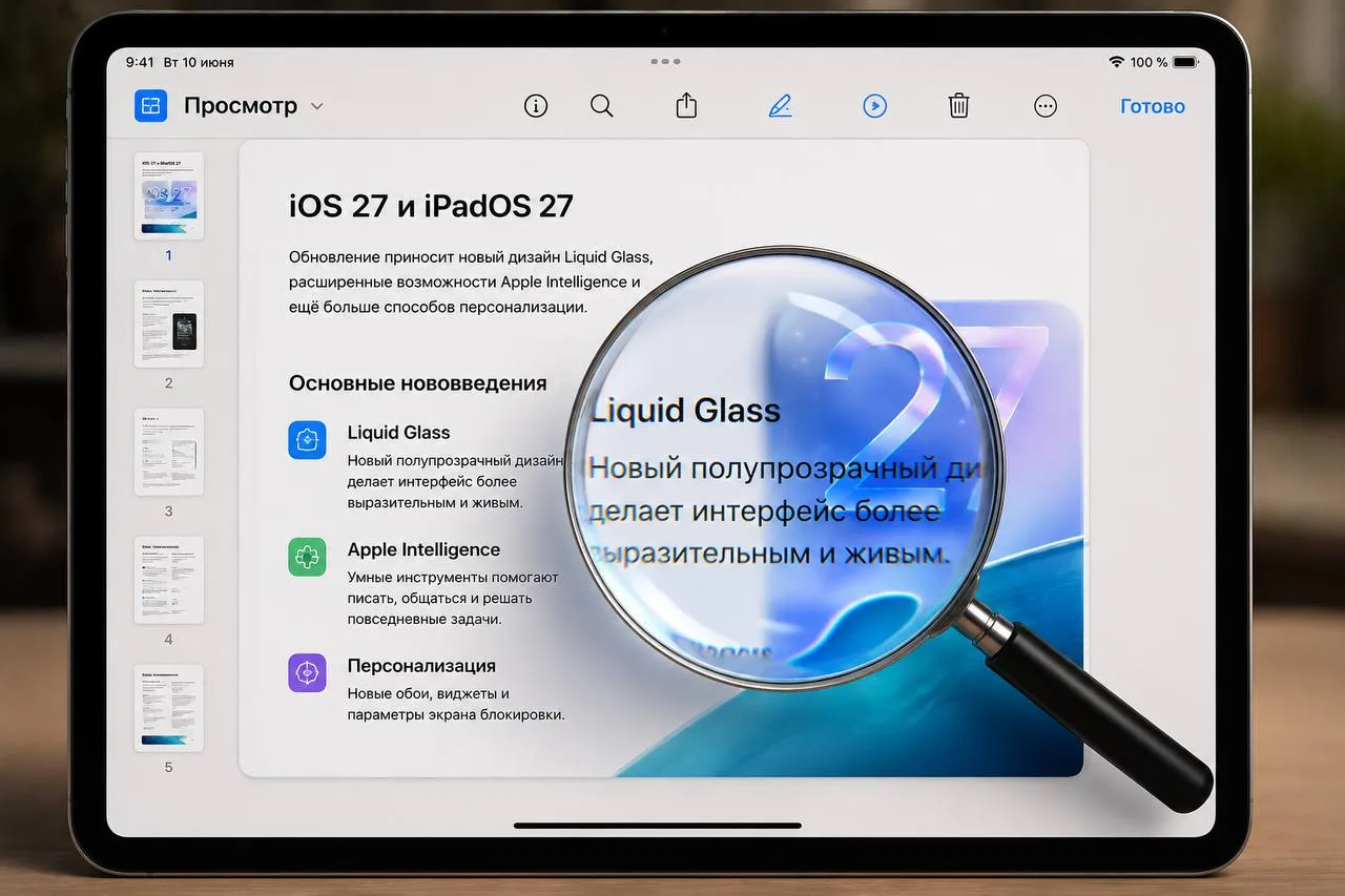 В iOS 27 появилась интерактивная лупа с эффектом Liquid Glass

В приложении «Просмотр» на iOS 27 и i