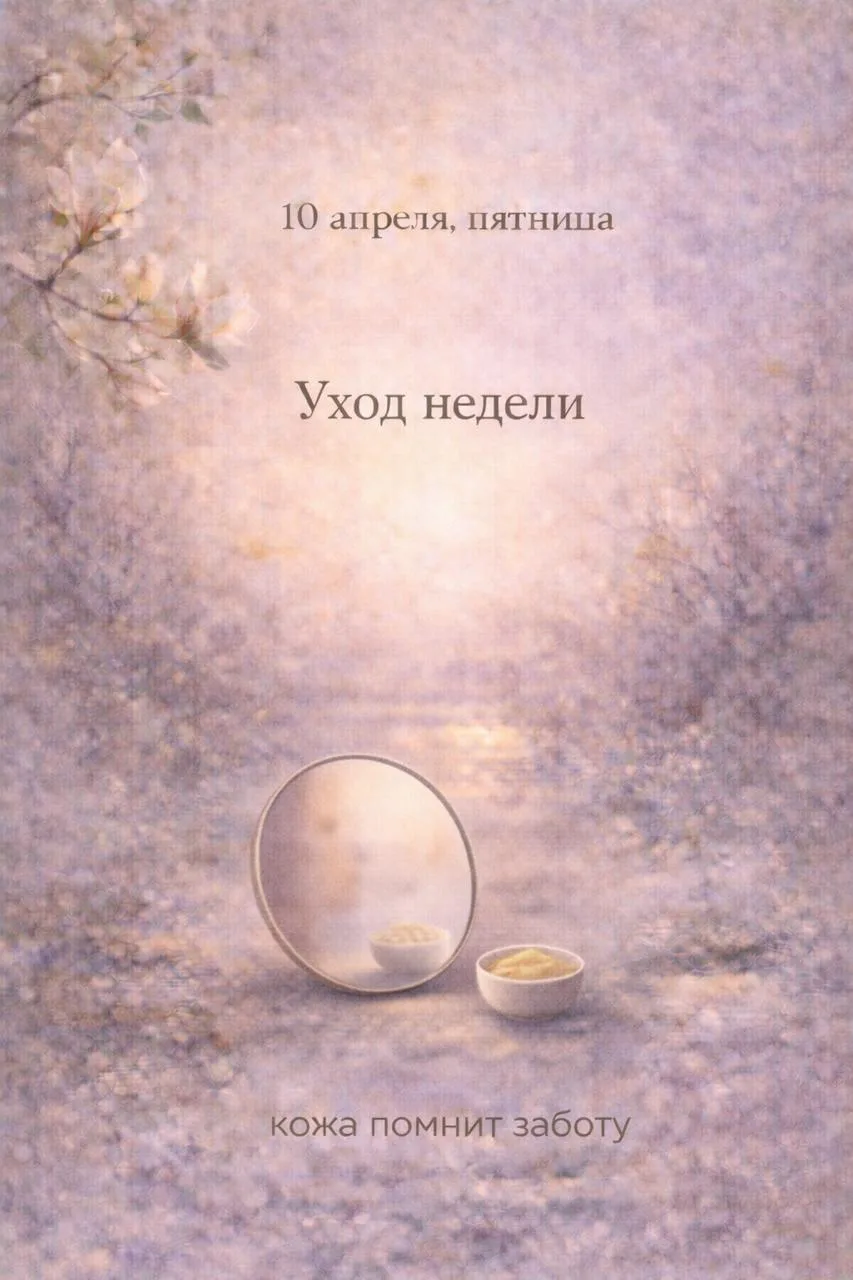 10 апреля, пятница. Уход недели. ✨  Неделя позади. Тело потрудилось, кожа всё видела — усталость, ве