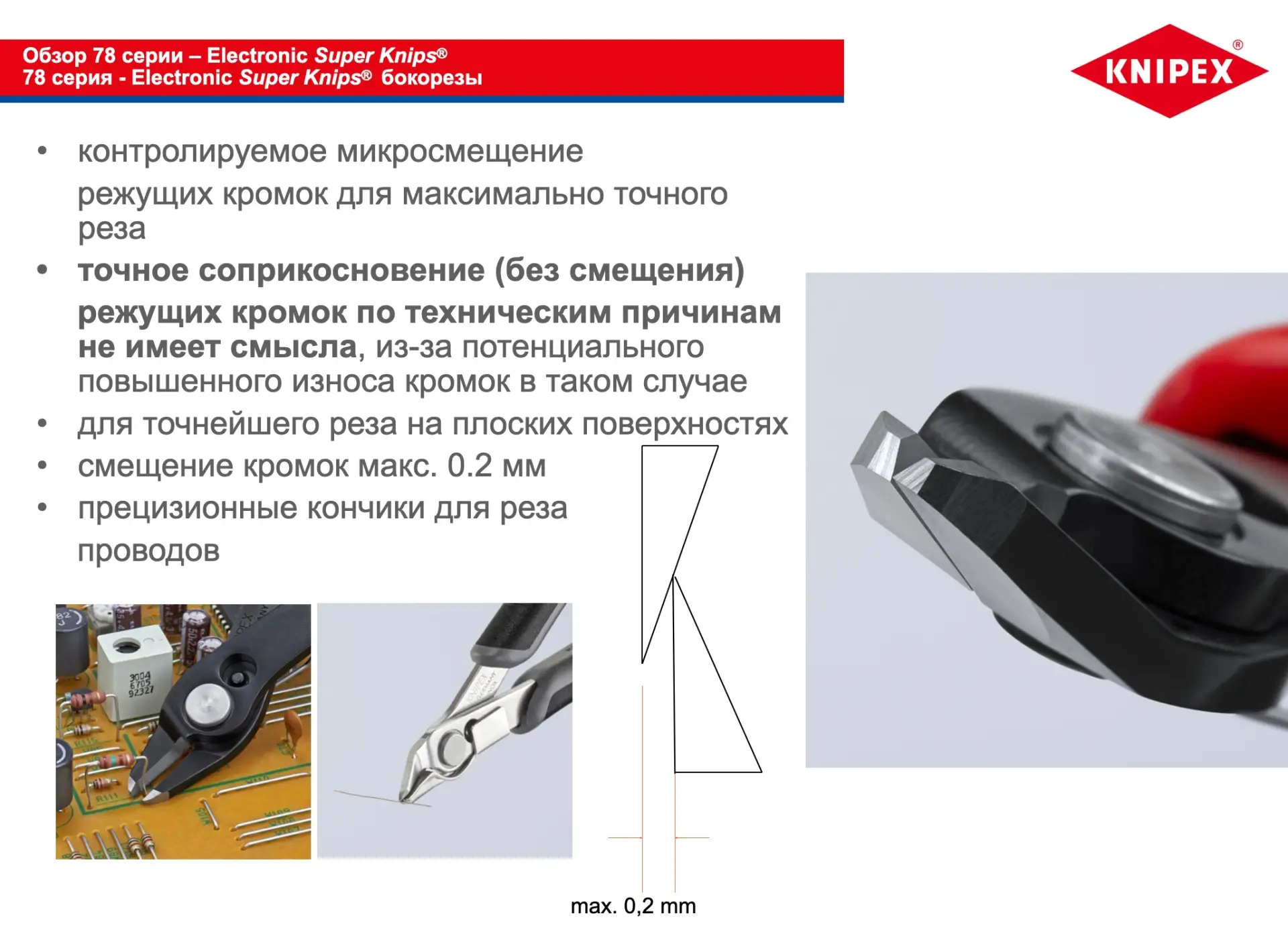 На самом деле смещение режущих кромок к бокорезов Electronic Super Knips действительно ...