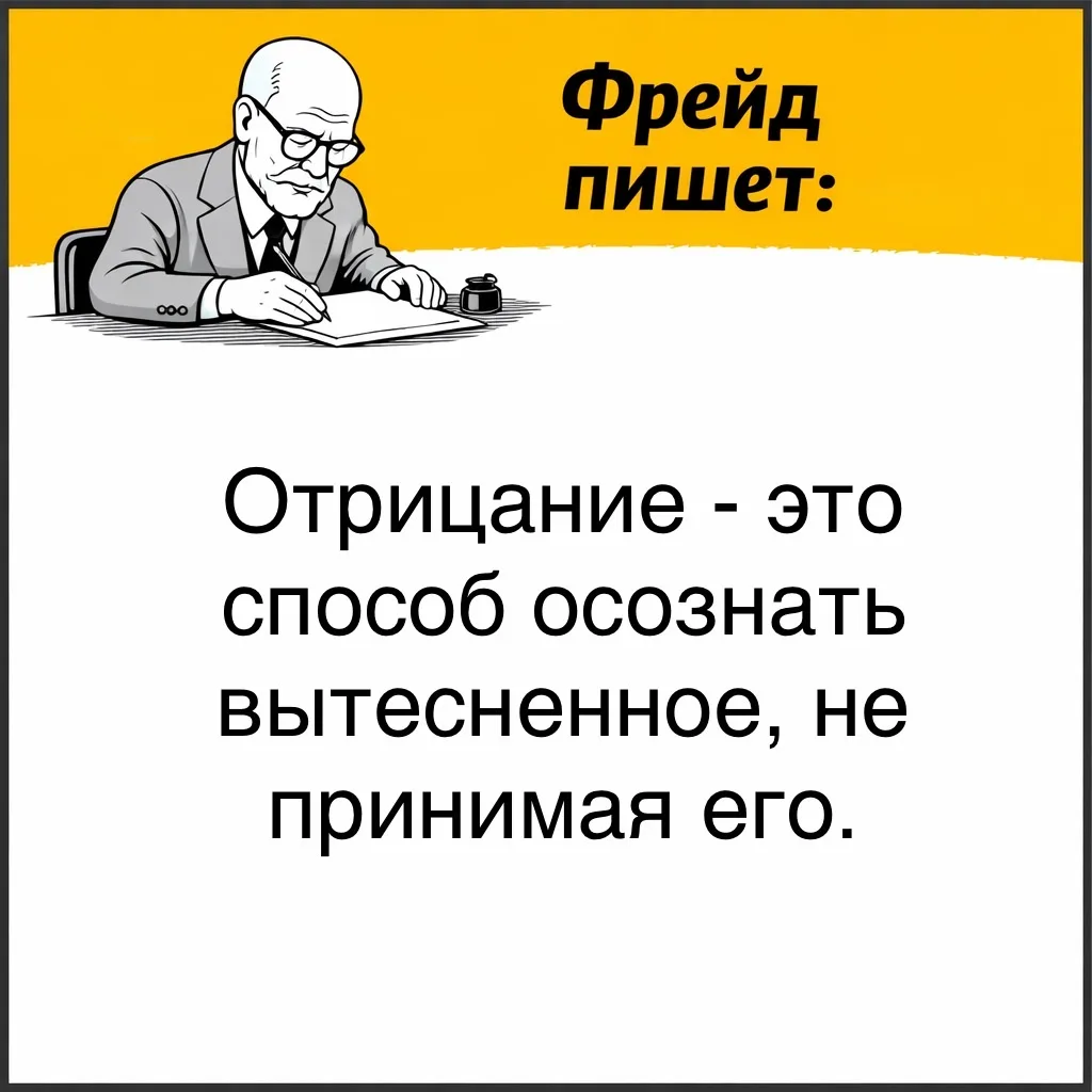 Фрейд имел в виду, что иногда человек замечает какое-то чувство или мысль, но не признаёт их своими.