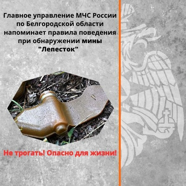 МЧС напоминает! При обнаружении мины "Лепесток" необходимо соблюдать определённые меры ...