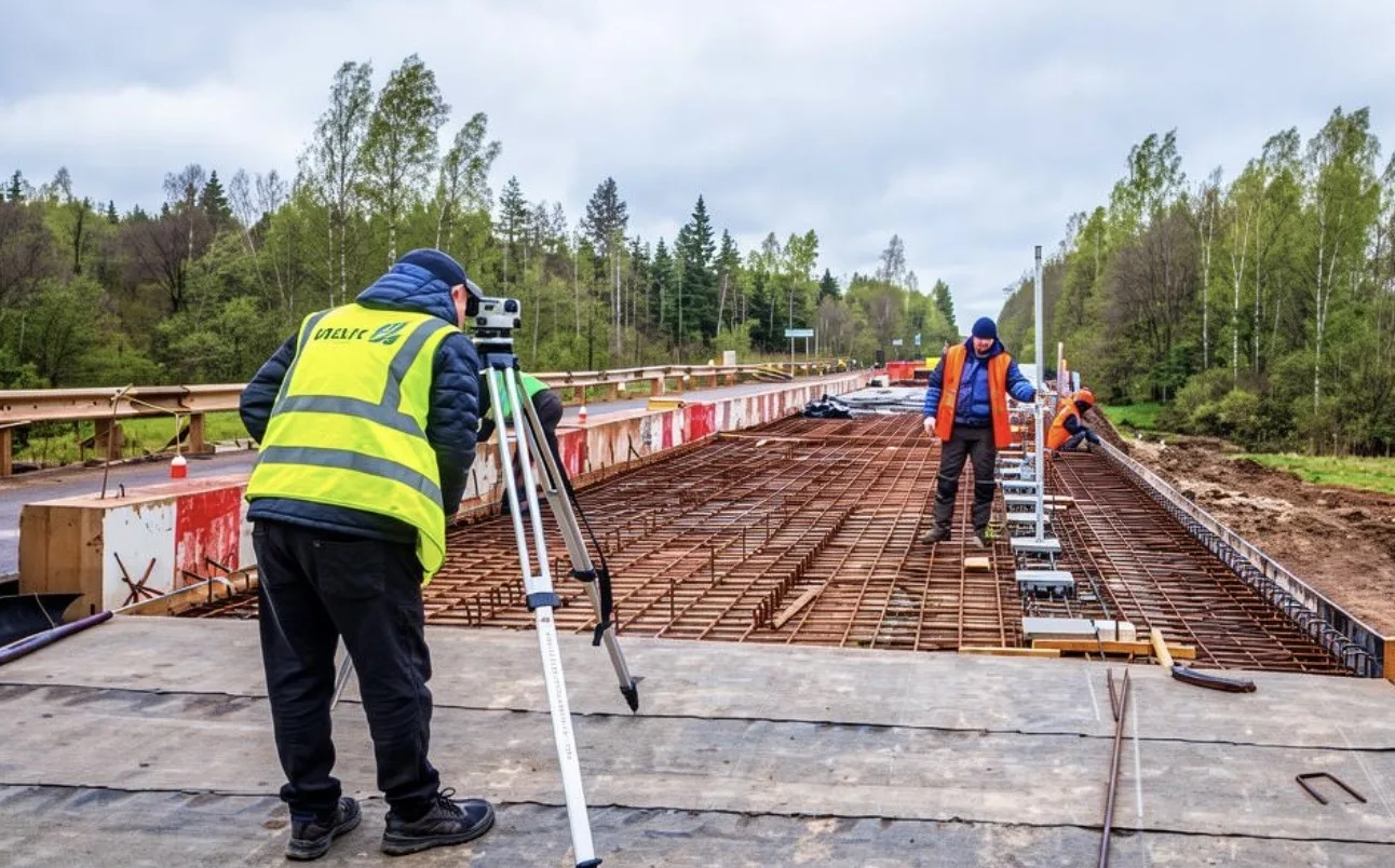 В Мошенском округе продолжается ремонт моста через реку Сухая