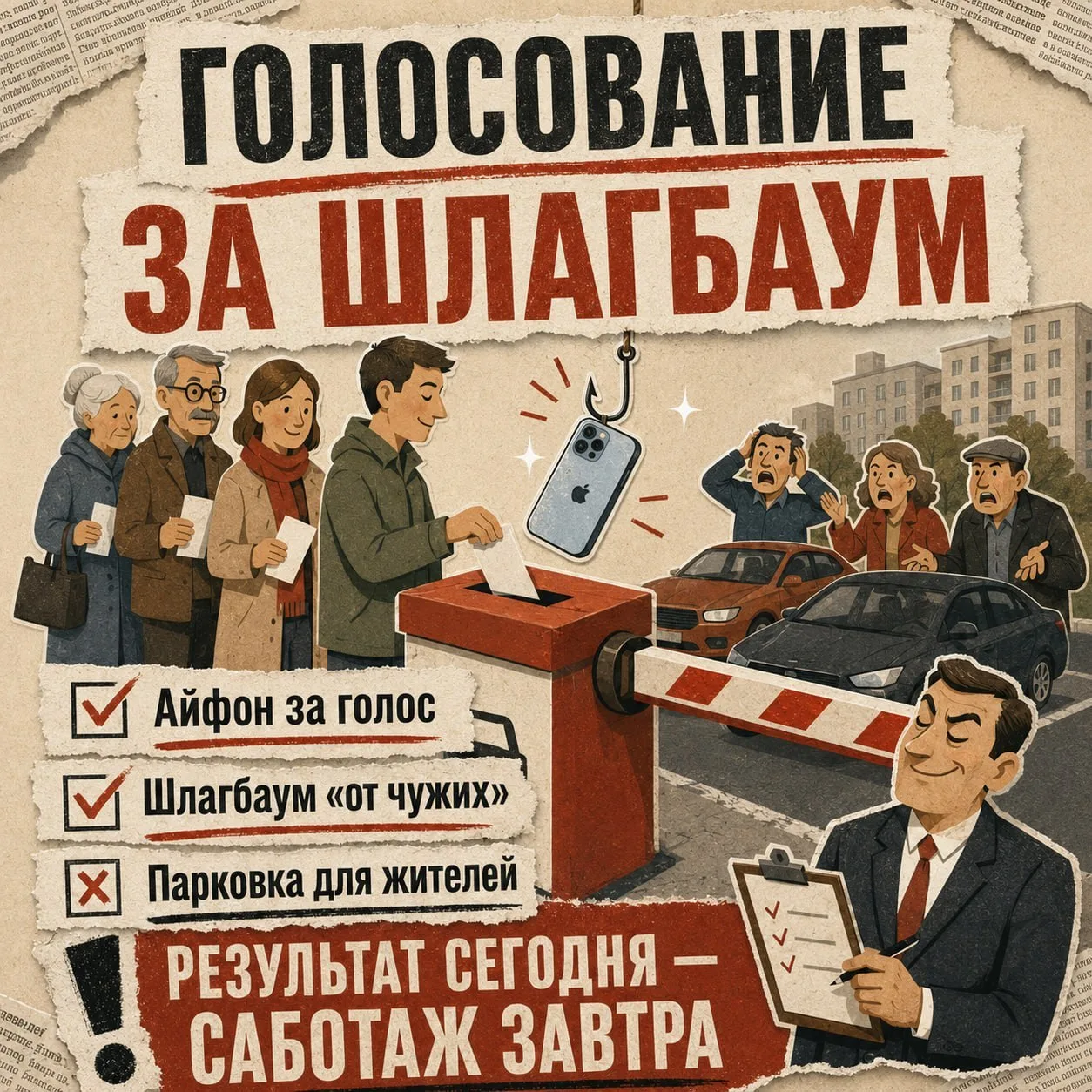 История «Голосование за шлагбаум»

Реальная история из жизни жилого комплекса в Питере, в котором жи