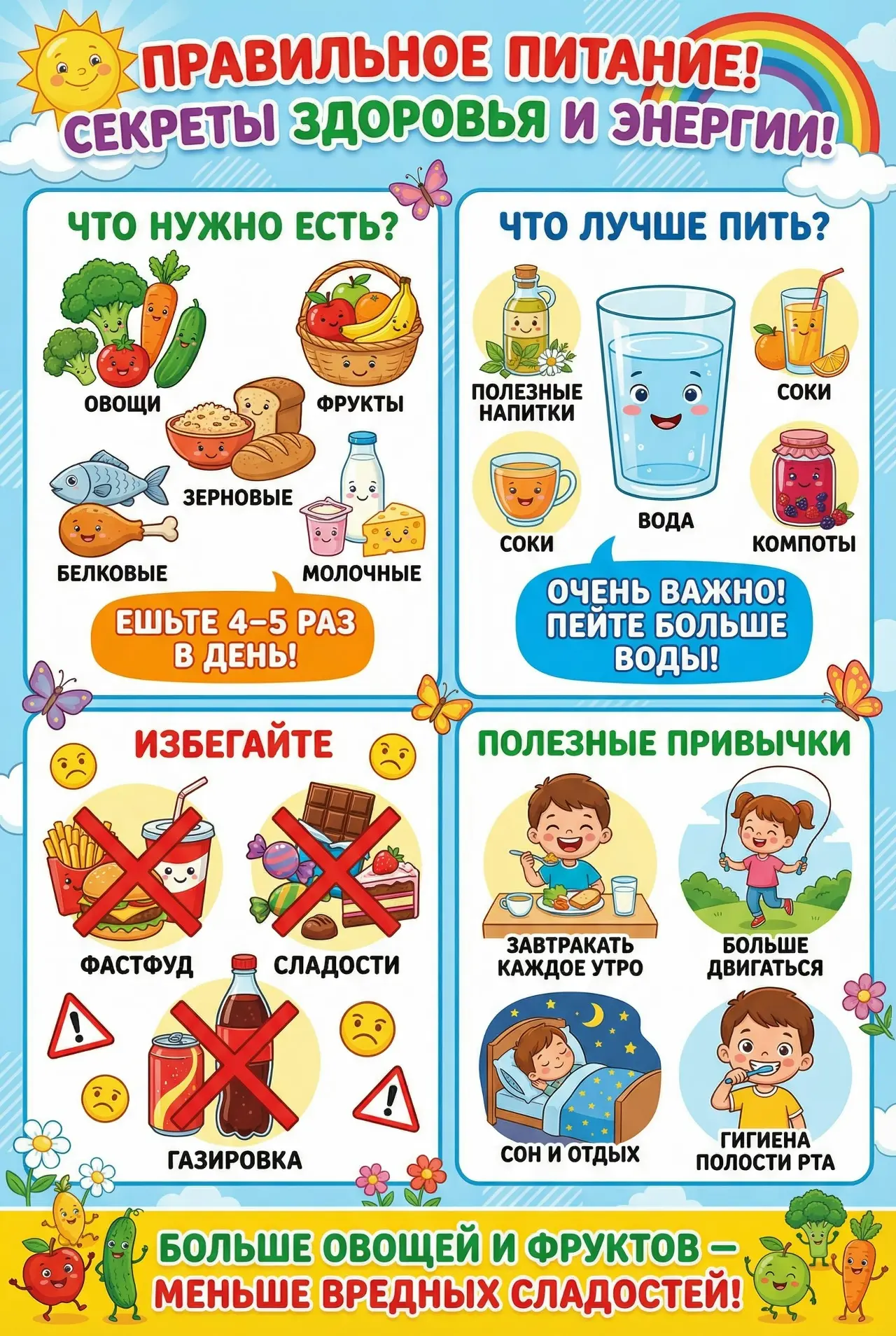 🍏 Правильное питание — залог активного дня! 🥦

Помните: сбалансированный рацион помогает детям рас