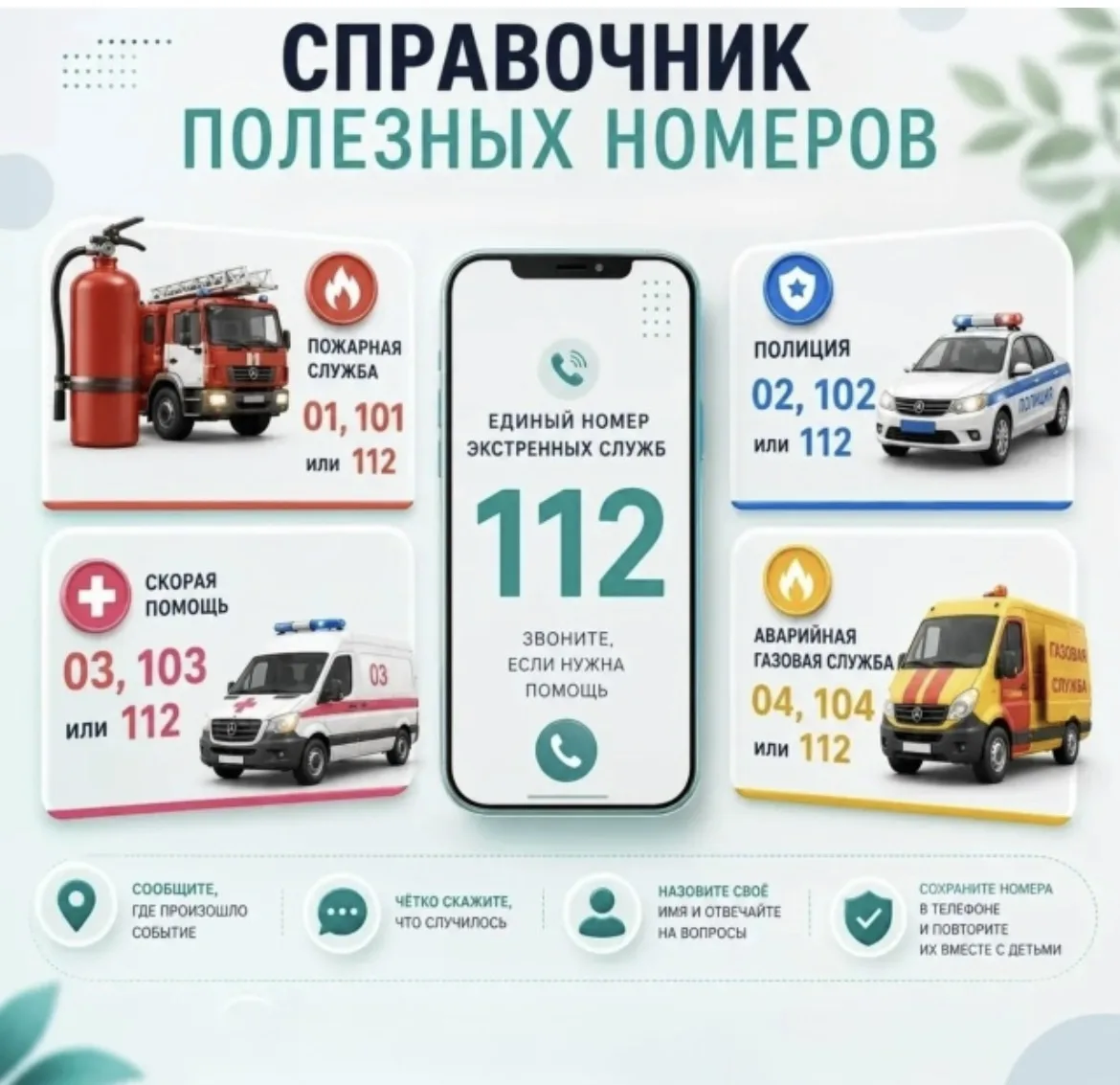 📞В экстренной ситуации ребёнок может растеряться, поэтому важно заранее объяснить ему,...
