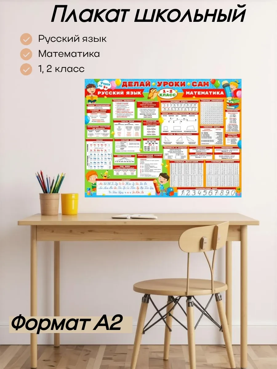 Плакат детский для школьника 1 2 класс русский и математика ФДА.card 
        
        Cнизилась цен