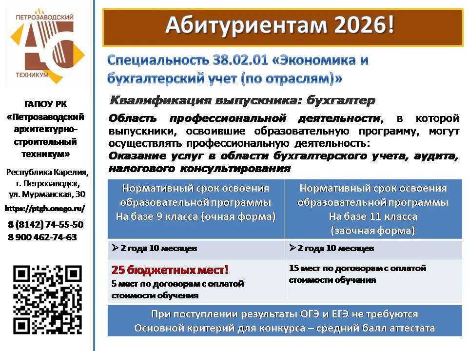 ‼Петрозаводский архитектурно-строительный техникум ждет абитуриентов
Продолжаем серию публикаций, по