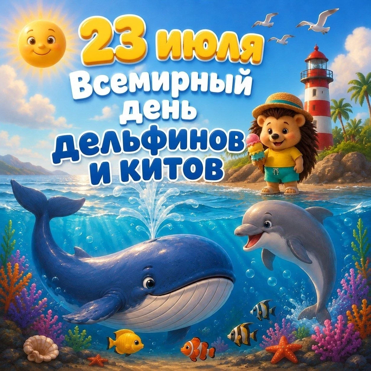 Сегодня необычный день — Всемирный день китов и дельфинов! 🐋🐬🌊✨

Этот праздник придумали, чтобы н