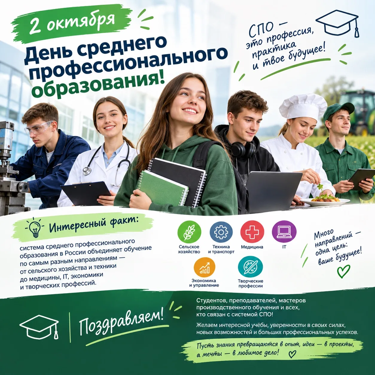 🎓 2 октября — День среднего профессионального образования!