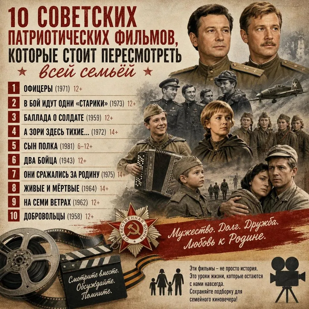 📽Советское кино умело рассказывать о мужестве, дружбе, любви к Родине и человеческом д...