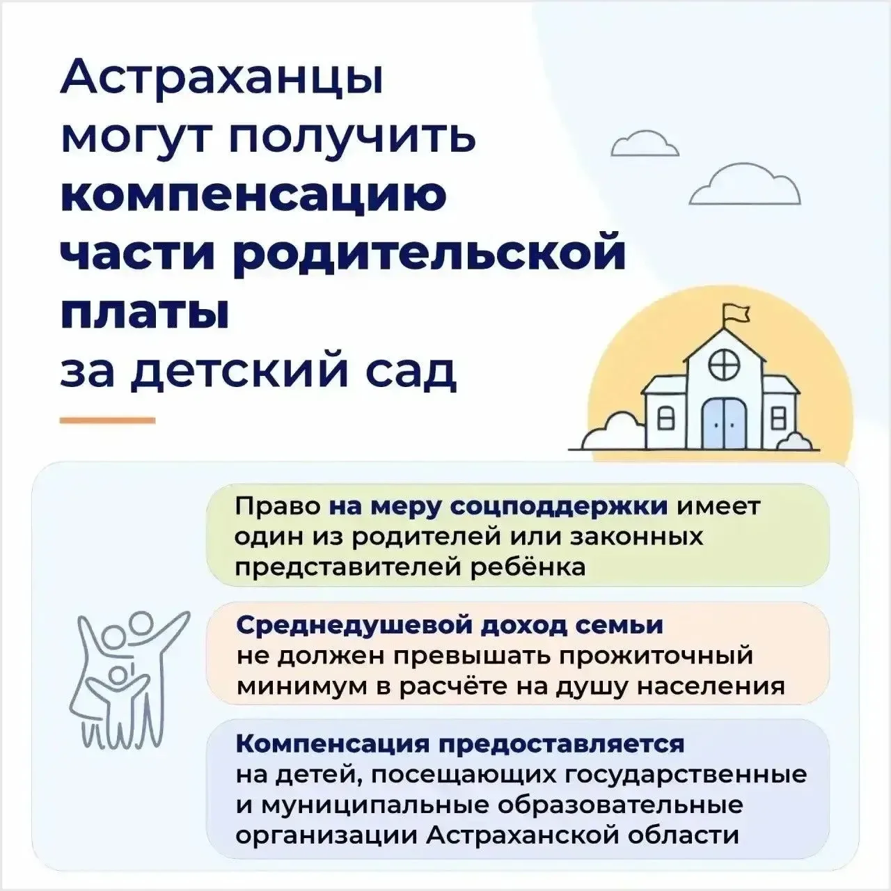 Астраханцы могут получить компенсацию части родительской платы за детский сад