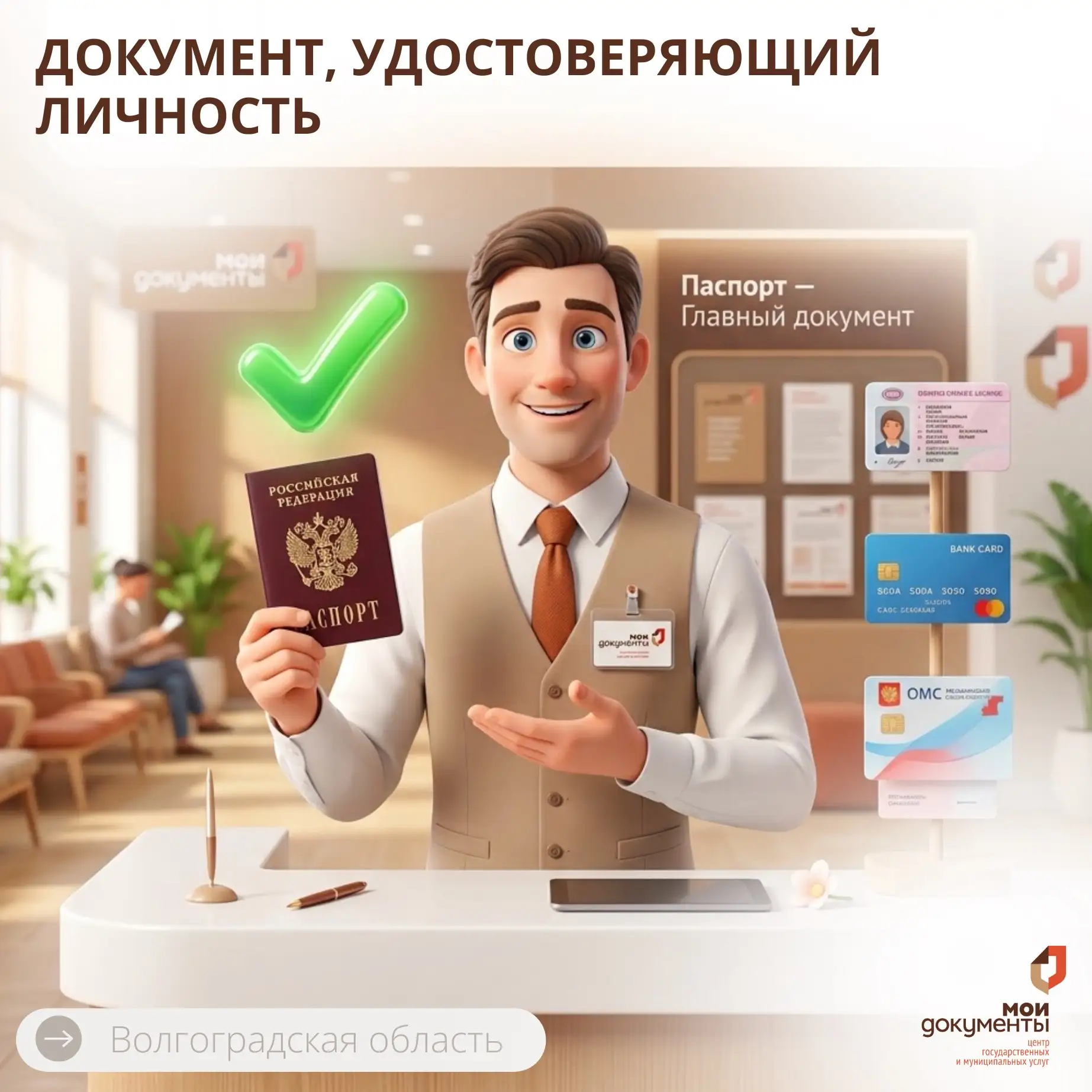Собираетесь в МФЦ? Не забудьте самое главное! Ваш документ, удостоверяющий личность! ✨
