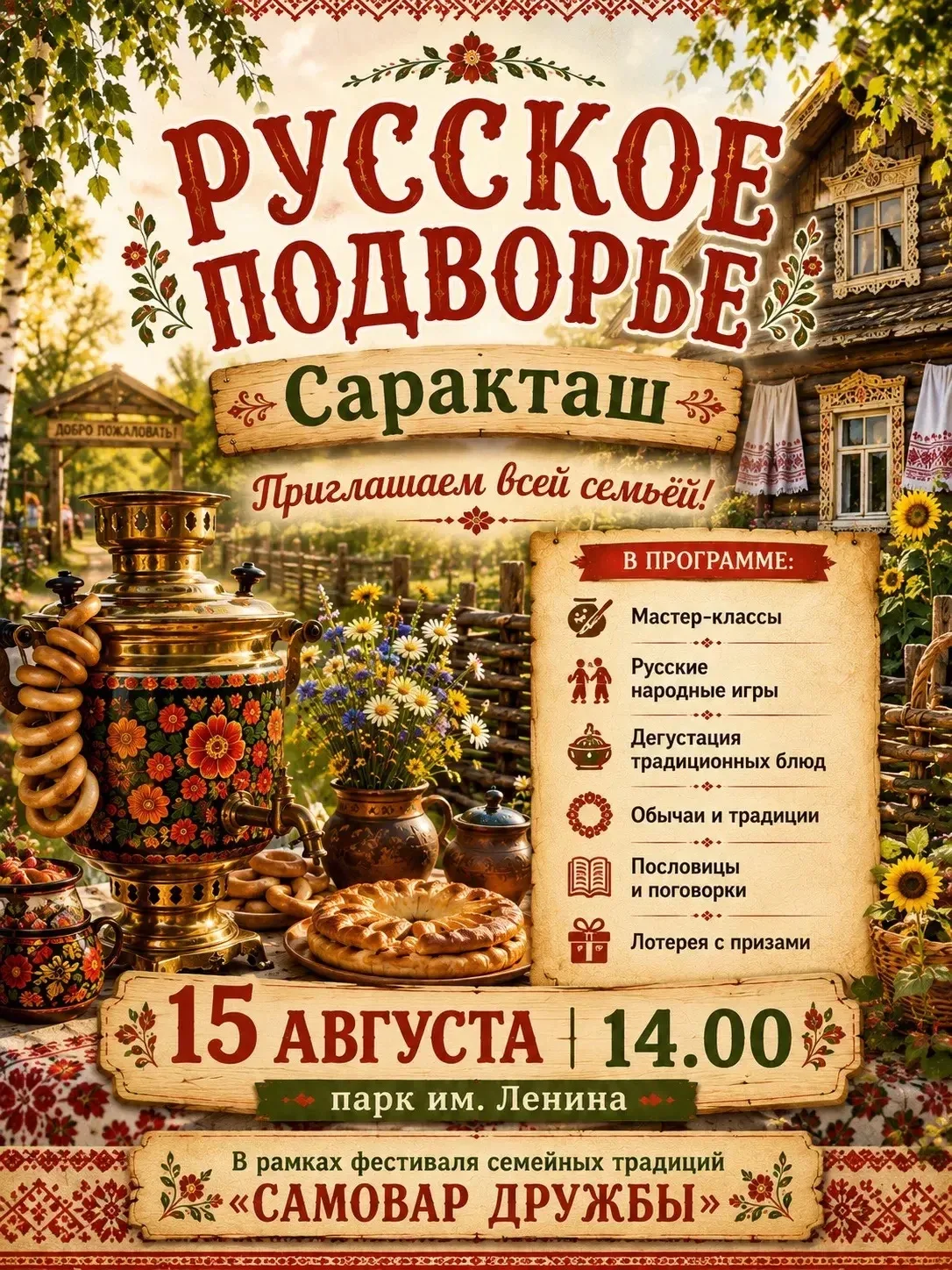 🎉 Фестиваль семейных традиций «Самовар дружбы»! 🎉

Дорогие друзья! Приглашаем вас стать частью бол