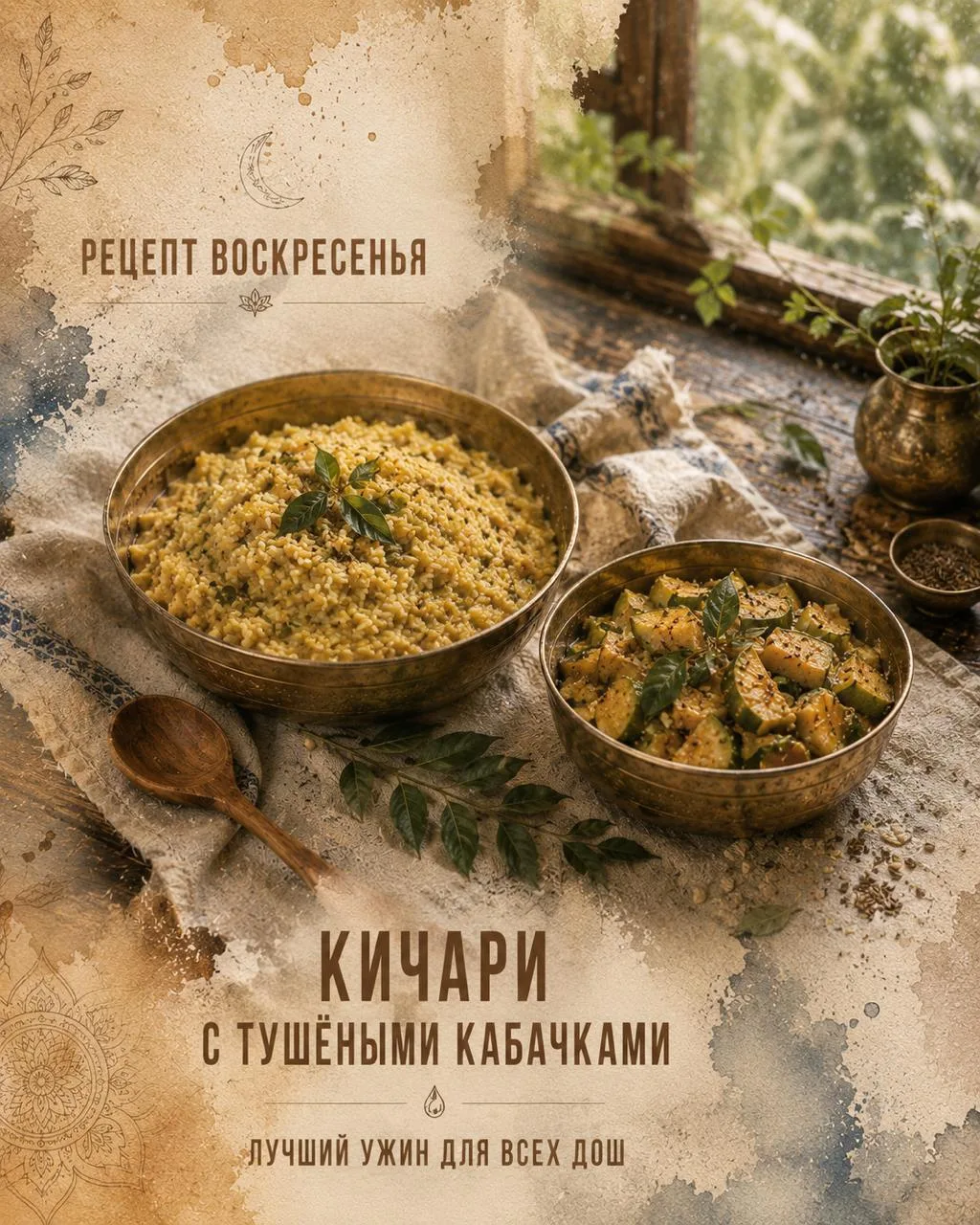 Рецепт воскресенья. Кичари с тушёными кабачками.

Знаете, я часто слышу от студентов: «Роман, я гото