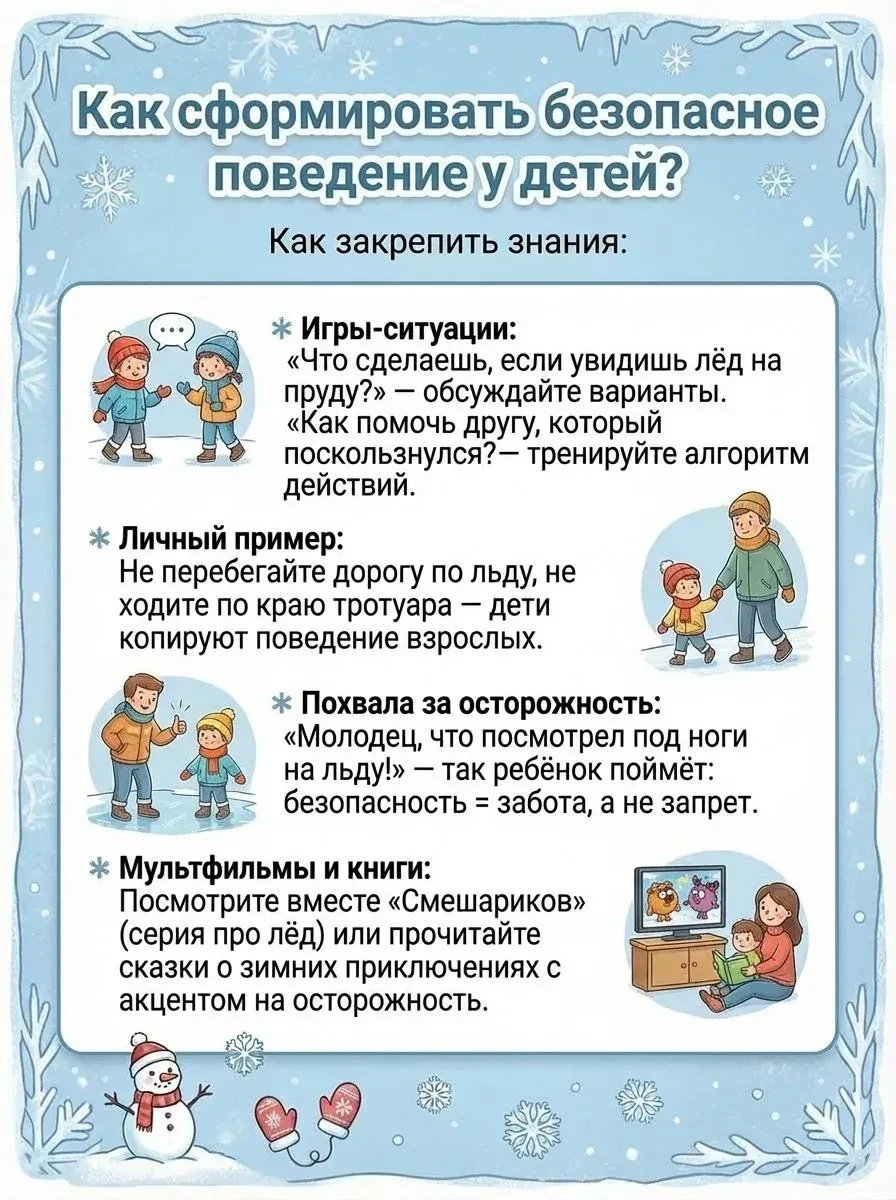 ☝️Безопасность детей зимой: важные рекомендации! ❄️