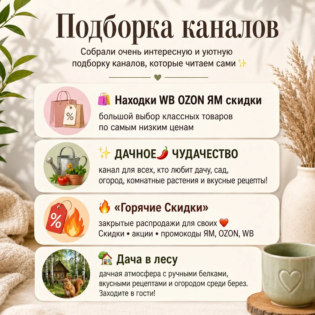 Собрали очень интересную и уютную подборку каналов, которые читаем сами ✨