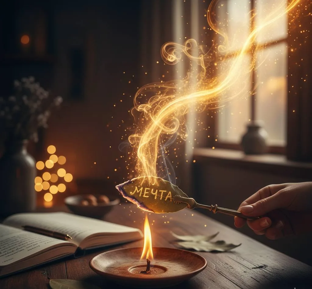 РИТУАЛ НА ИСПОЛНЕНИЕ ЖЕЛАНИЯ🍃  🔥 Возьмите лавровый лист. Напишите на нем ваше желания (например: «Лю