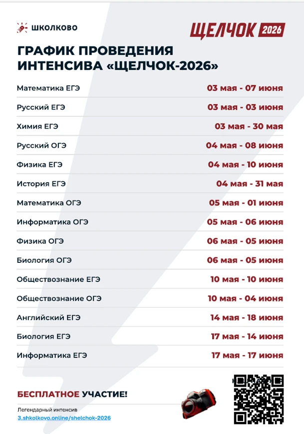 Ежегодный онлайн-интенсив «Щелчок-2026» по подготовке к ЕГЭ и ОГЭ от образовательной платформы «Школ