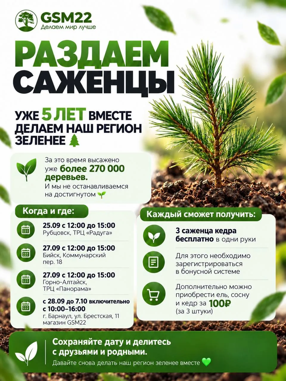 🌲 НАЧИНАЕМ 3-Й ЭТАП ОЗЕЛЕНЕНИЯ НАШЕГО РЕГИОНА!