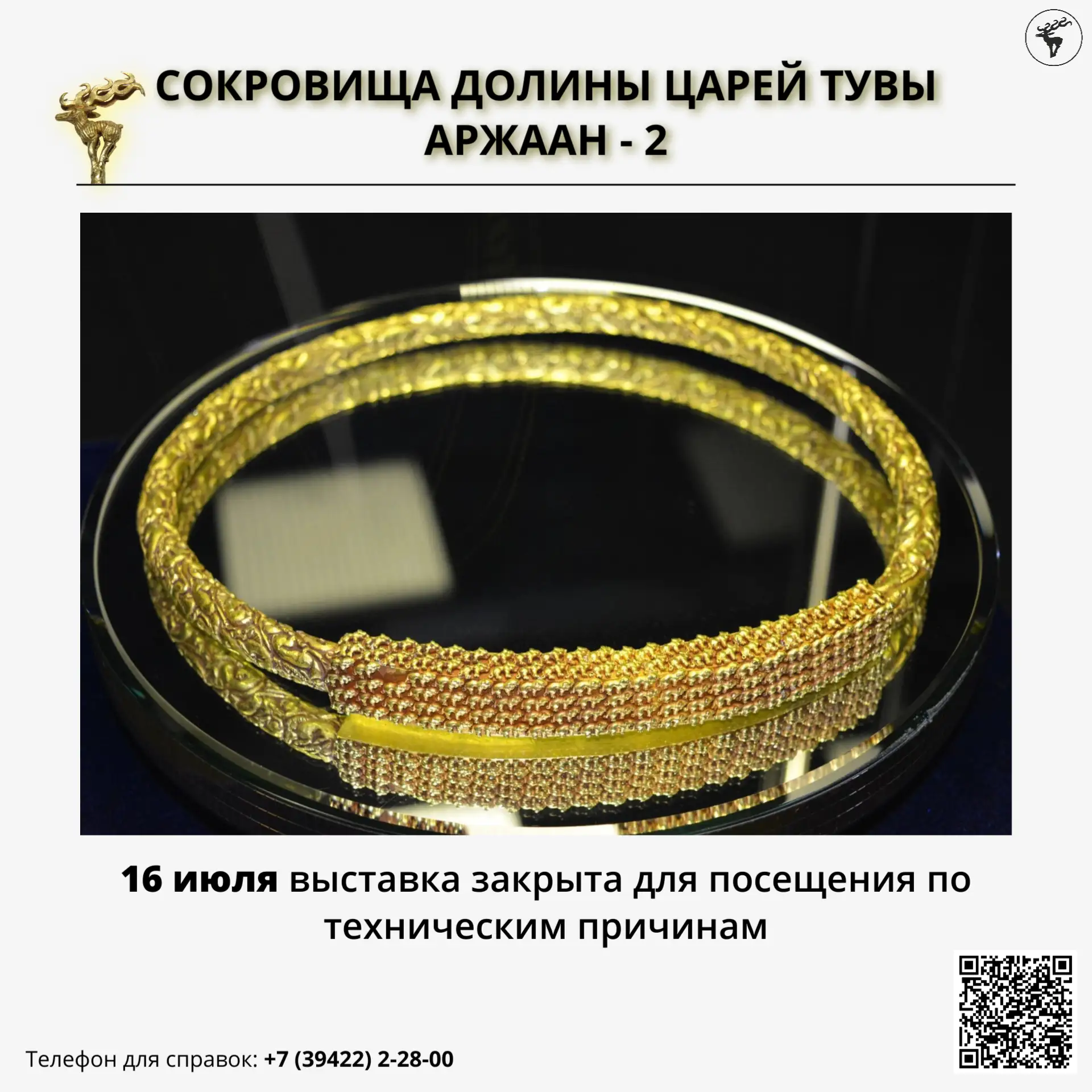 Уважаемые посетители!

16 июля выставка «Сокровища Долины царей Тувы» не будет работать по техническ